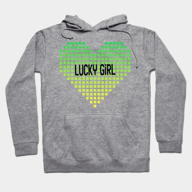 Lucky Girl Pixel Gradient Heart Hoodie by TheJadeCat